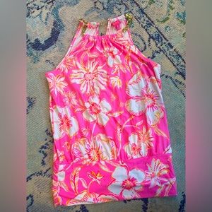 Lilly Pulitzer S Prosecco Pink Beachy Blooms Bowen Halter Top New Without Tags